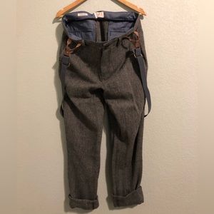 Jachs Bowie Fit pants w/ Suspenders Wool-blend 34x30 Charcoal